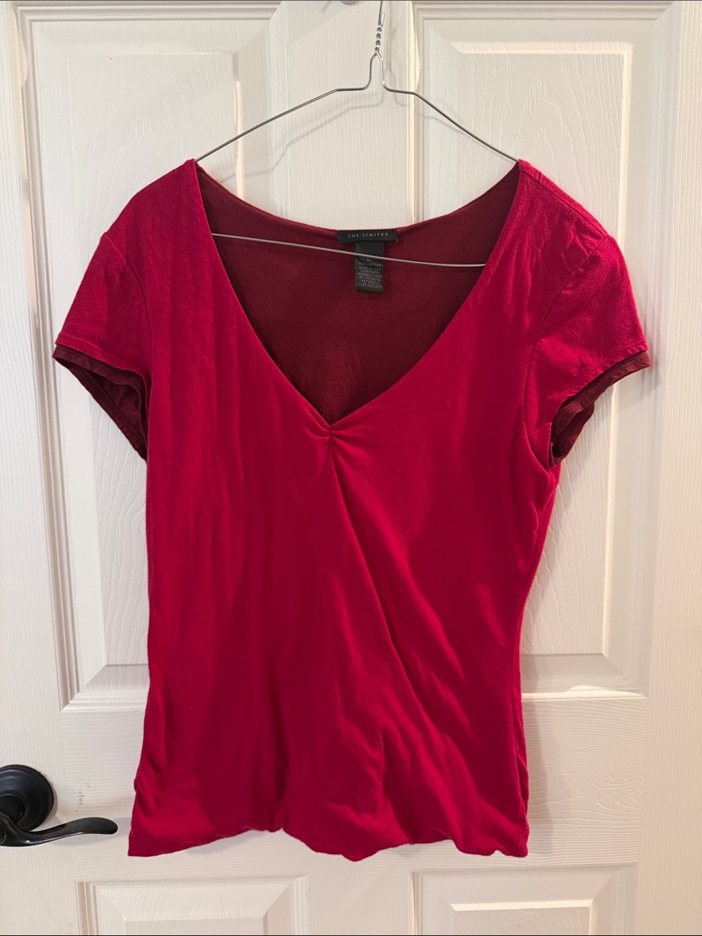The Limited Deep Red V-Neck Short Sleeve Tee